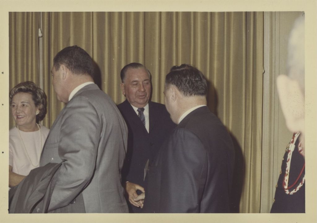 Fourth mayoral inauguration reception, Eleanor and Richard J. Daley greeting guests
