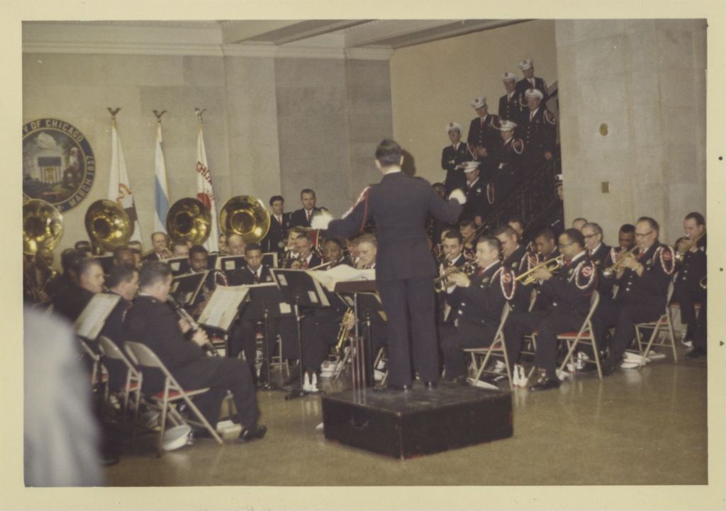 Fourth mayoral inauguration of Richard J. Daley, Chicago Fire Department band playing