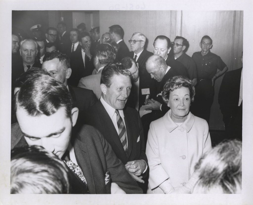 Fourth mayoral inauguration of Richard J. Daley, Eleanor Daley with Otto Kerner
