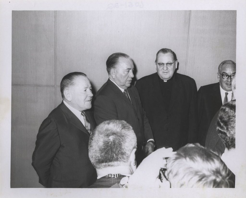 Miniature of Fourth mayoral inauguration, Richard J. Daley with P.J. Cullerton and Cardinal Cody