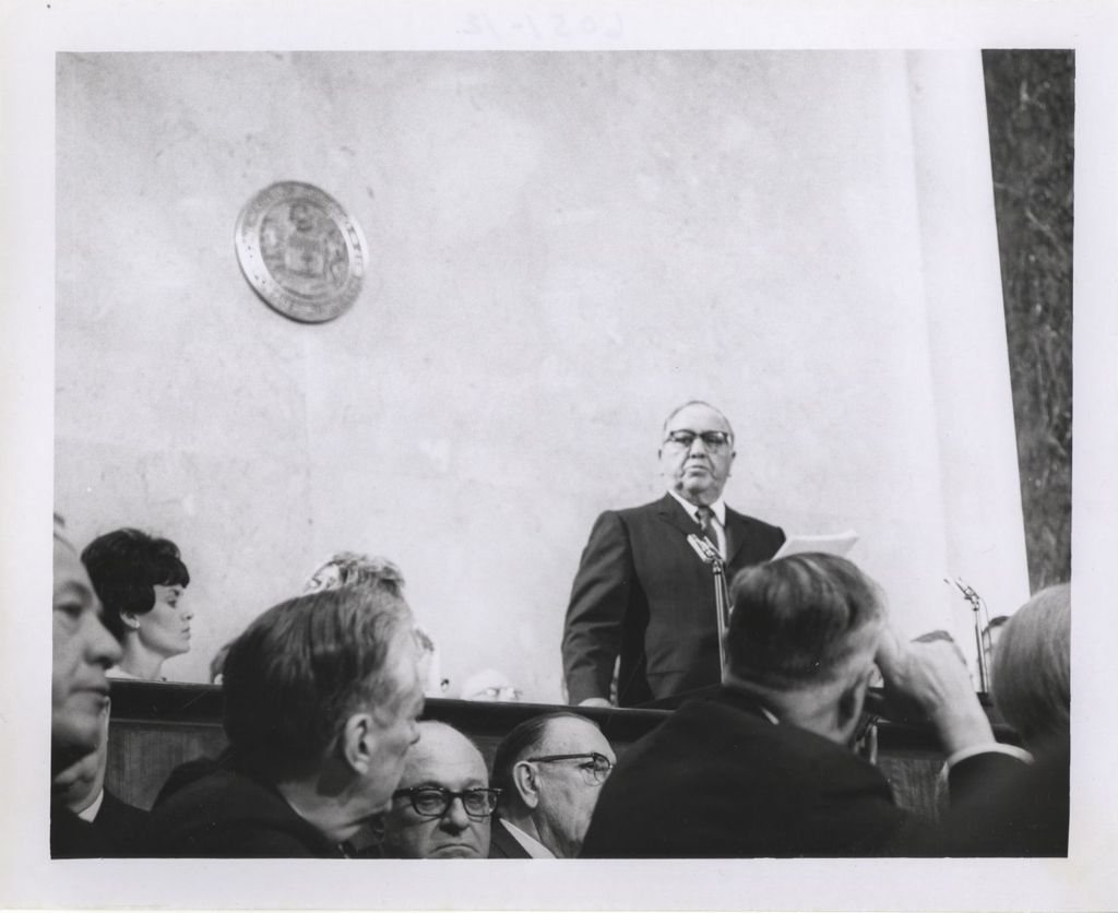 Miniature of Fourth mayoral inauguration, Richard J. Daley speaking