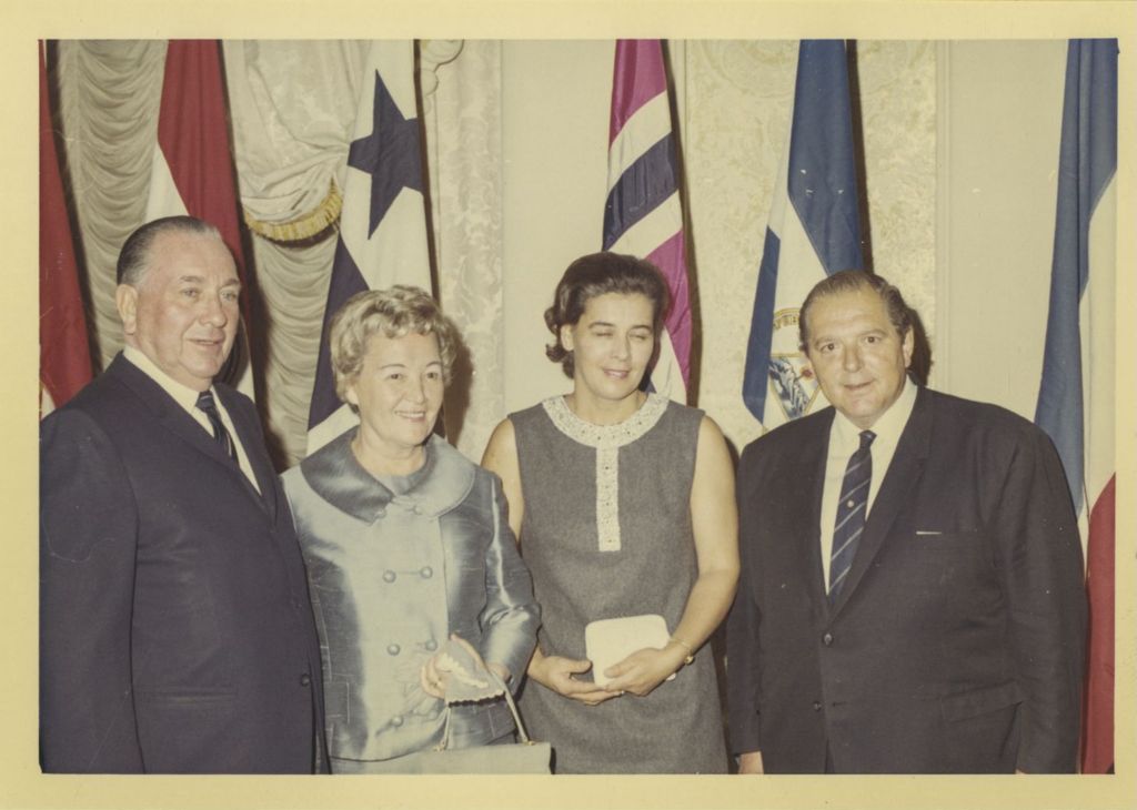 Miniature of Foreign Consul Reception, Richard J. and Eleanor Daley with two attendees