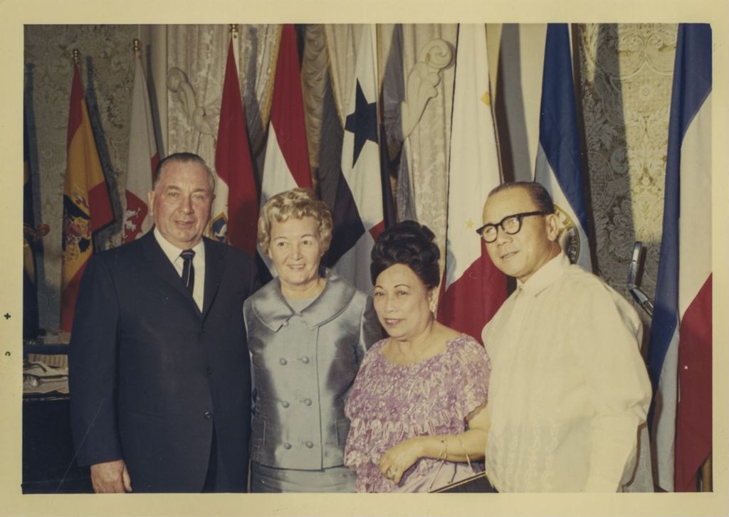 Miniature of Foreign Consul Reception, Richard J. and Eleanor Daley with two attendees