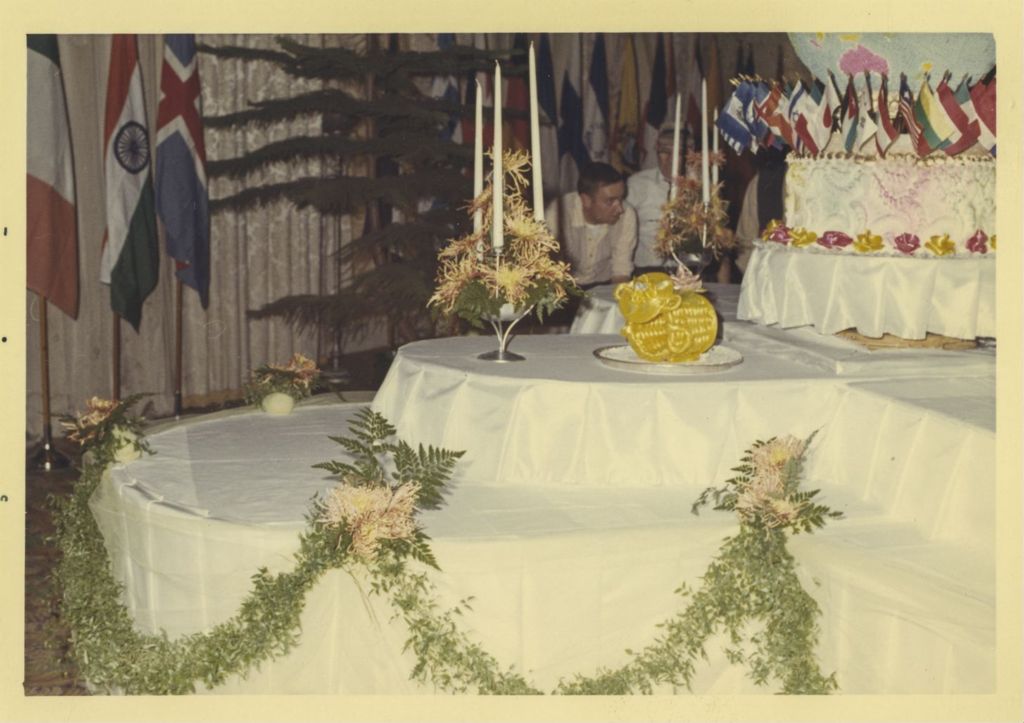 Miniature of Foreign Consul Reception, setting up buffet tables
