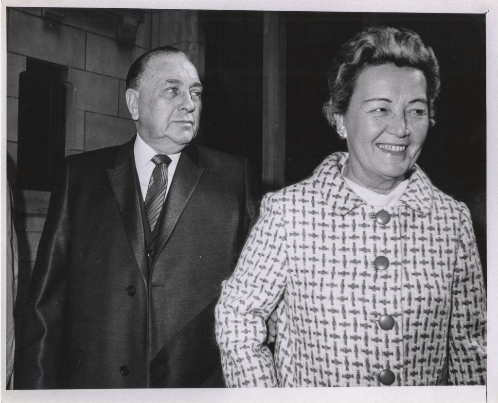 Miniature of Richard J. and Eleanor Daley outside their polling place