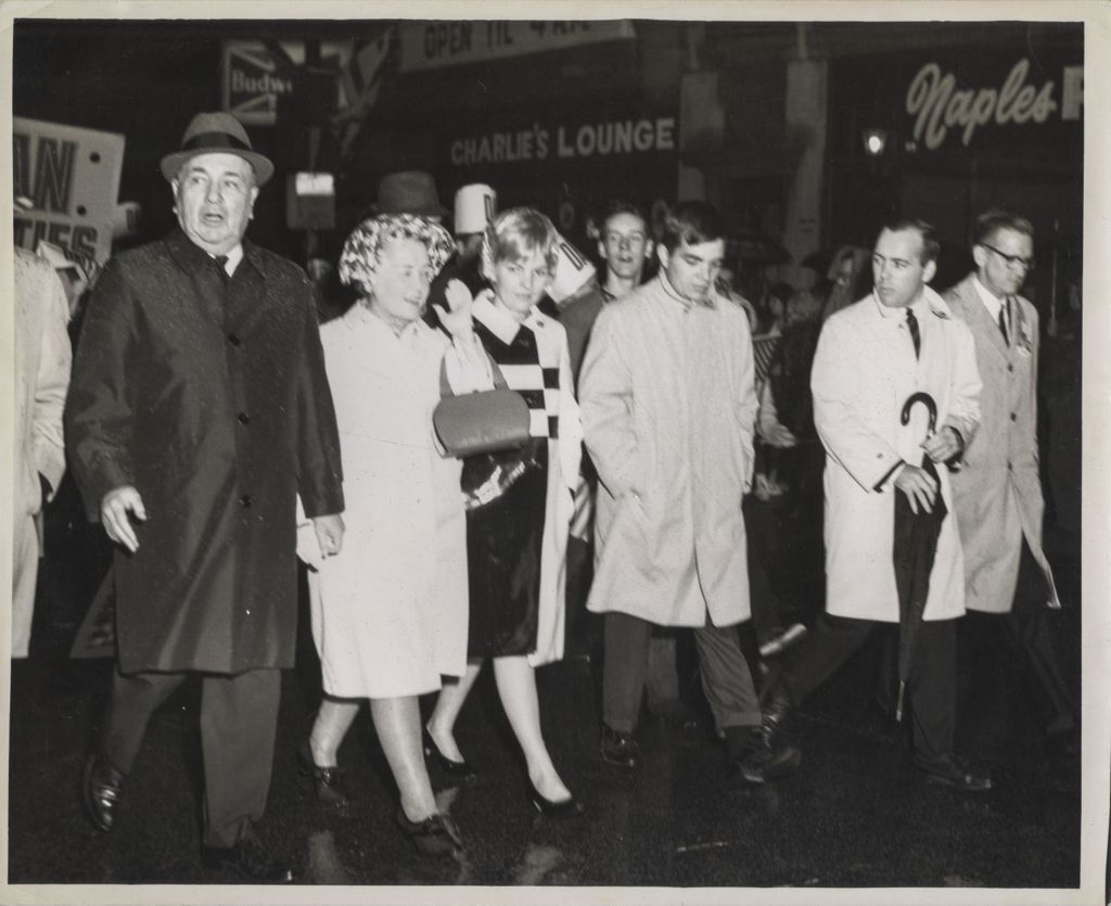 Election night parade, Richard J. Daley with family members