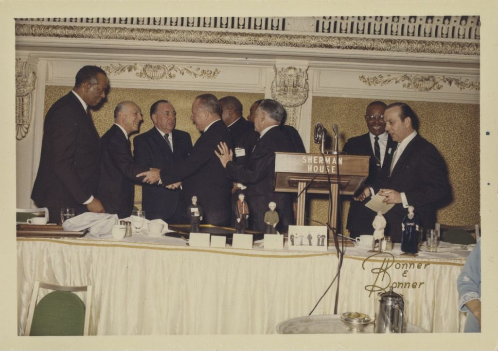 Scene from banquet at Sherman House Hotel with Richard J. Daley