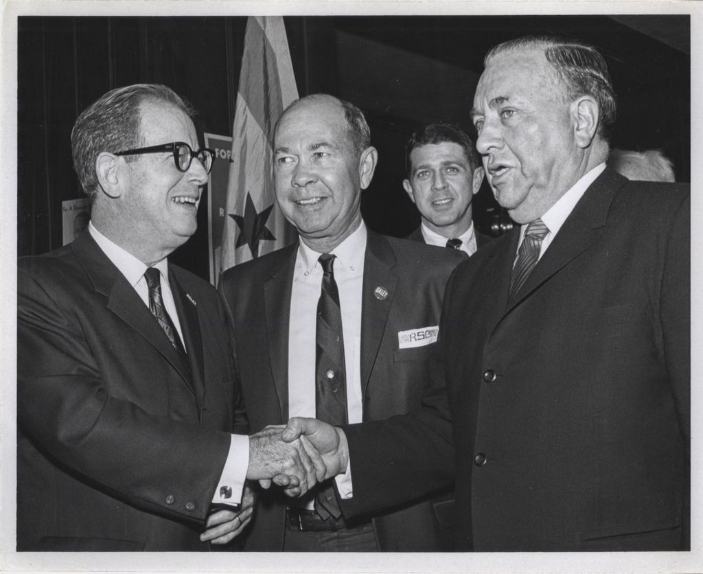 Daley Express campaign event, Richard J. Daley shaking hands