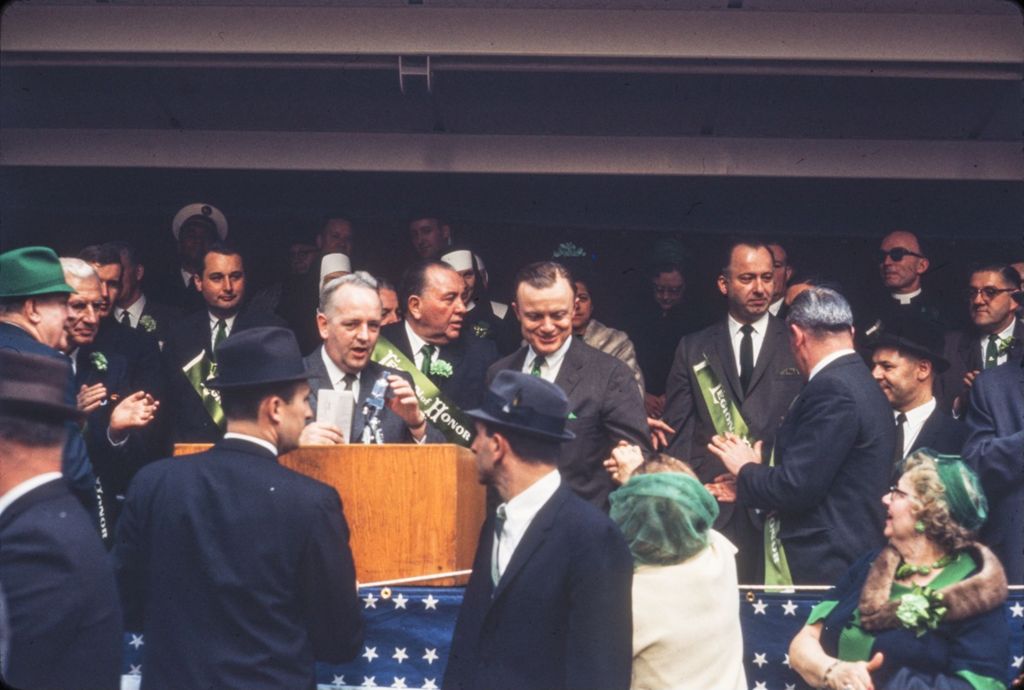 St. Patrick's Day Parade in Chicago, 1966, speaker on Reviewing Stand