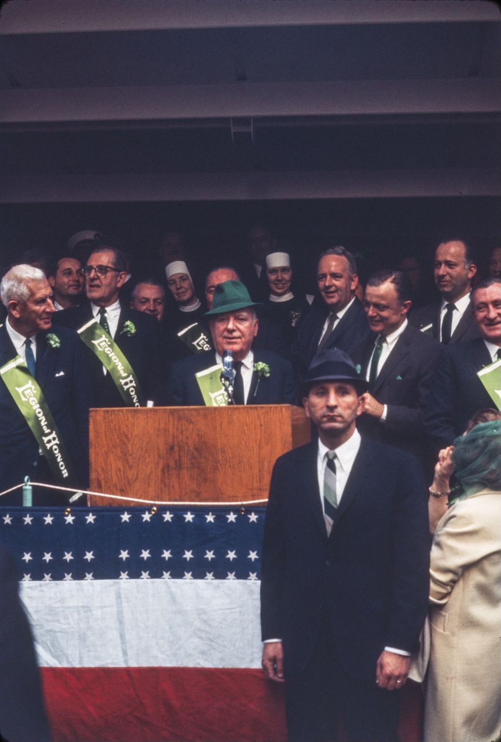 Miniature of St. Patrick's Day Parade in Chicago, 1966, speaker on Reviewing Stand