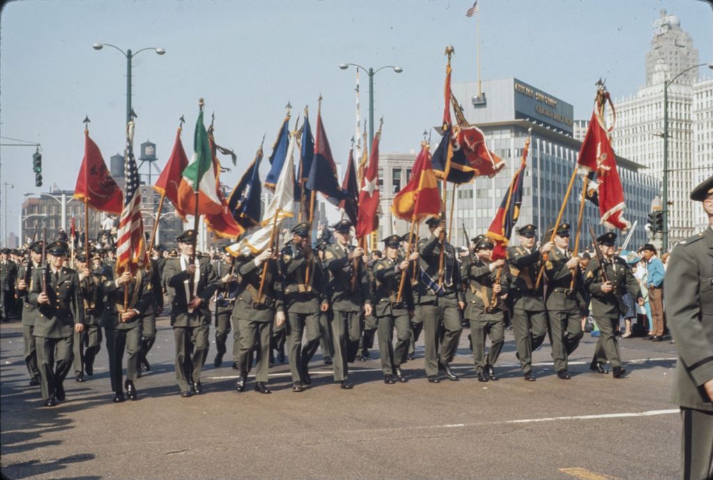Miniature of St. Patrick's Day Parade in Chicago, 1966, military color guard