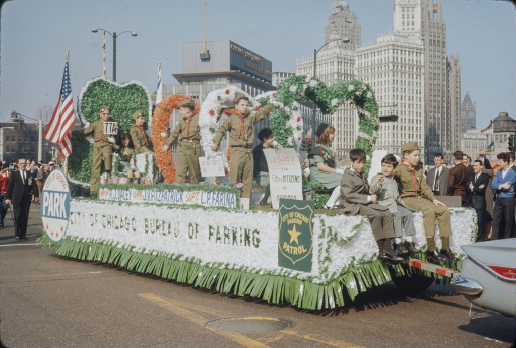 St. Patrick's Day Parade in Chicago, 1966, City of Chicago Bureau of Parking float