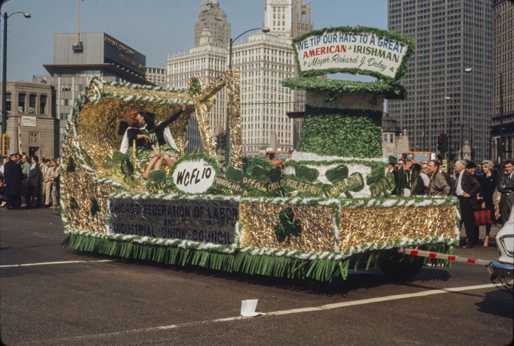 Miniature of St. Patrick's Day Parade in Chicago, 1966, Chicago Federation of Labor float