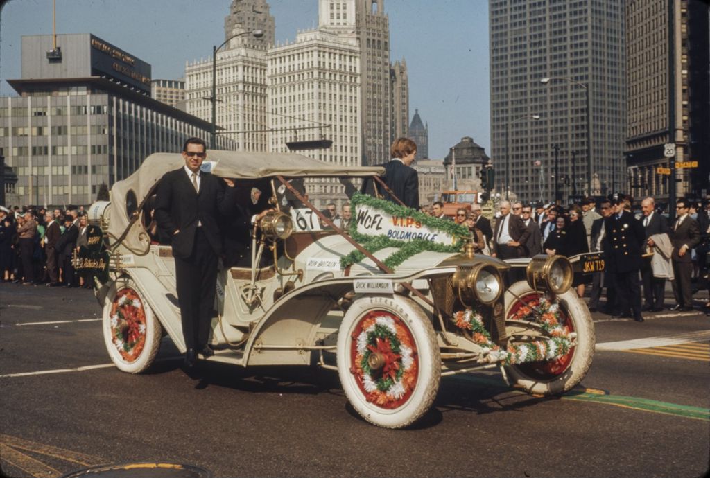 Miniature of St. Patrick's Day Parade in Chicago, 1966, WCFL radio vintage car