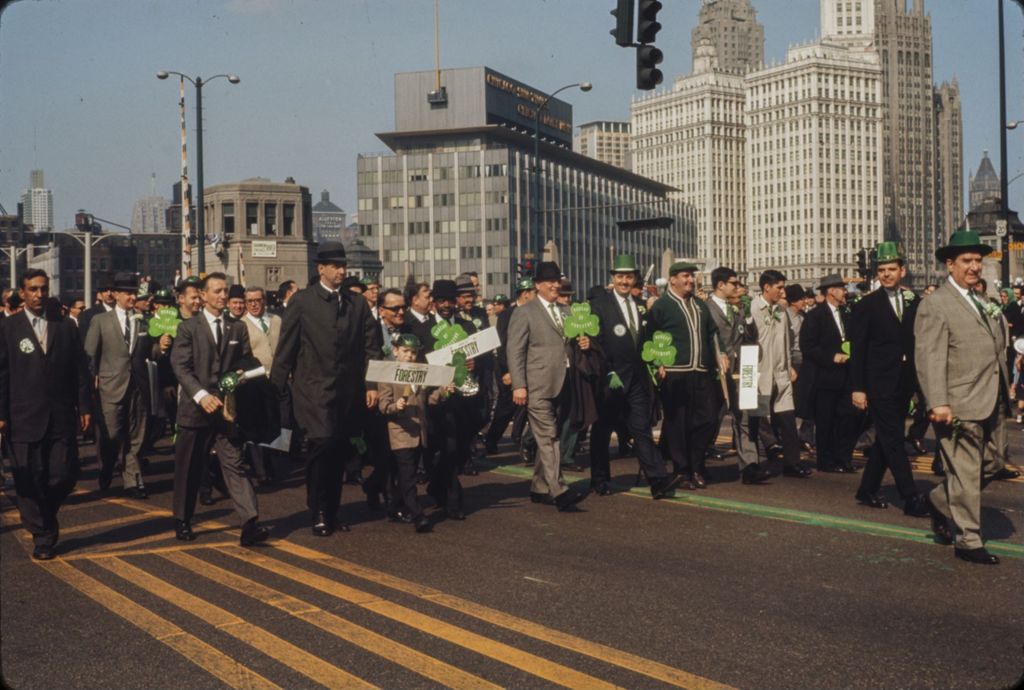 Miniature of St. Patrick's Day Parade in Chicago, 1966, Bureau of Forestry marchers