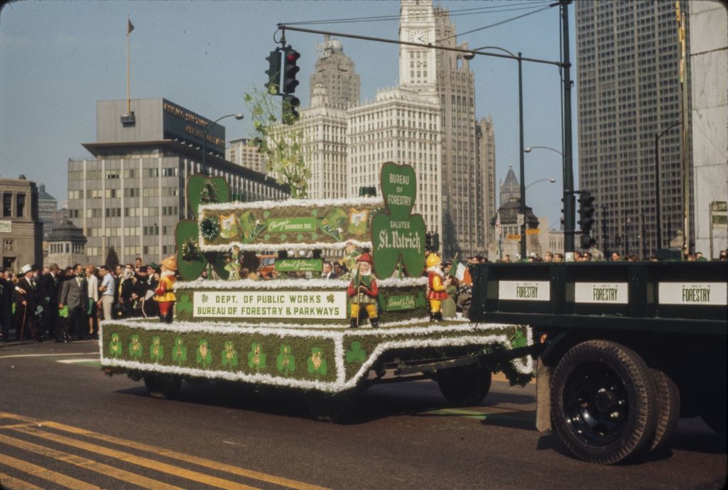 Miniature of St. Patrick's Day Parade in Chicago, 1966, Bureau of Forestry float