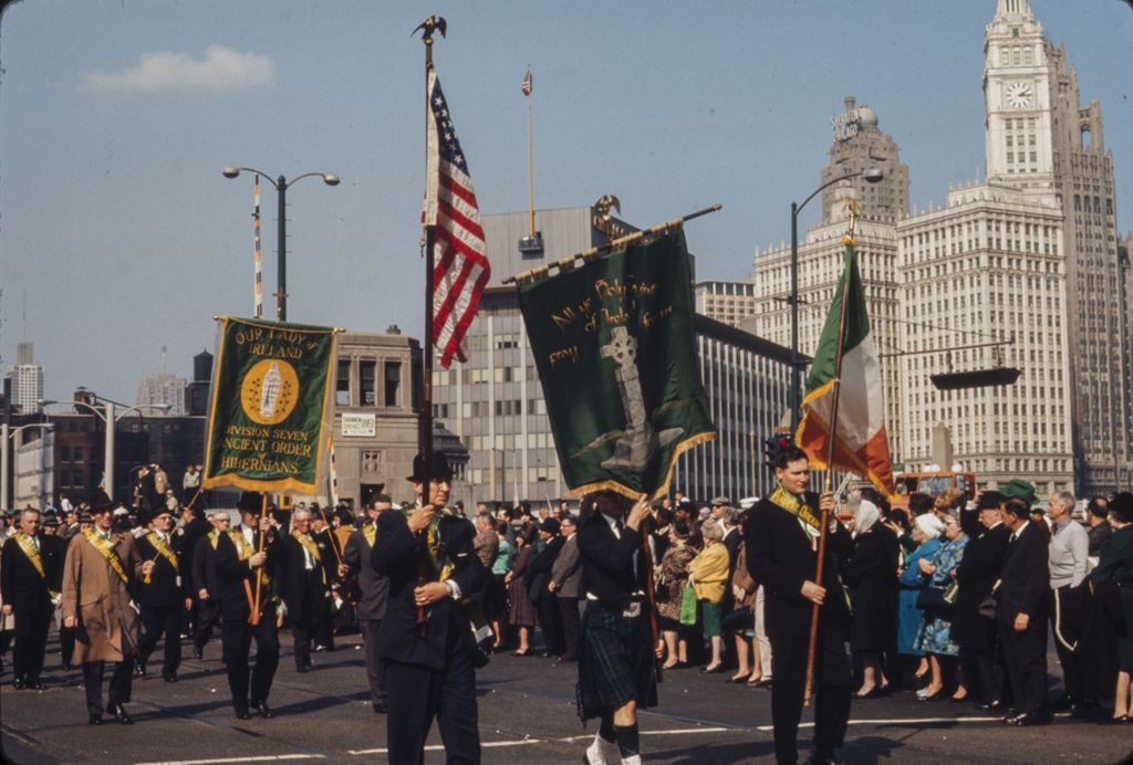 Miniature of St. Patrick's Day Parade in Chicago, 1966, Ancient Order of Hibernians marching