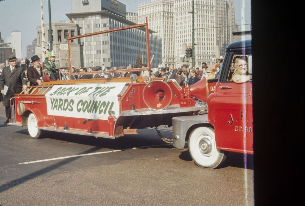 Miniature of St. Patrick's Day Parade in Chicago, 1966, Back of the Yards Council fire truck