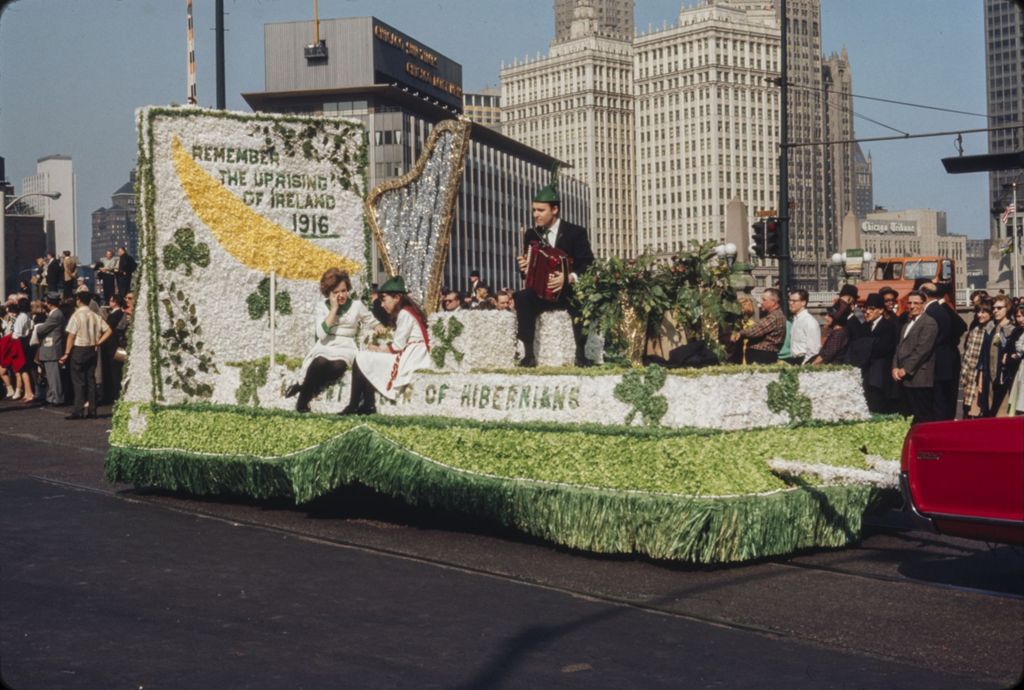 Miniature of St. Patrick's Day Parade in Chicago, 1966, Ancient Order of Hibernians float
