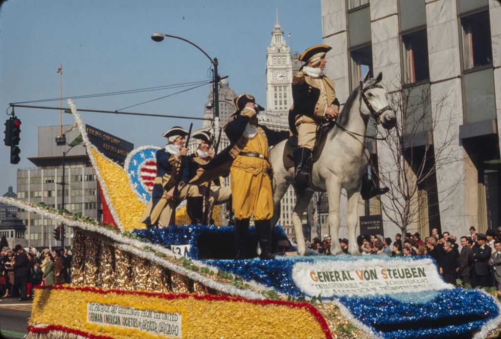 Miniature of St. Patrick's Day Parade in Chicago, 1966, General Von Steuben float