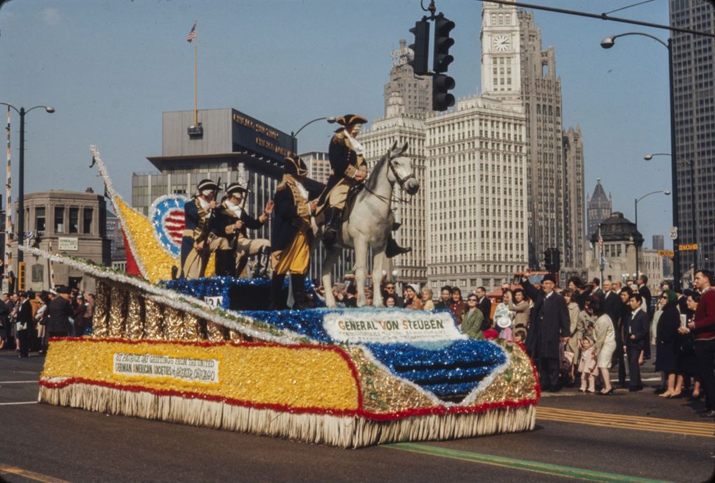 St. Patrick's Day Parade in Chicago, 1966, General Von Steuben float