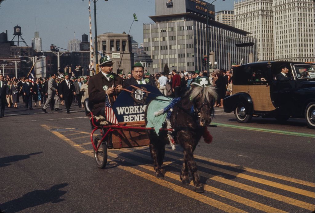 Miniature of St. Patrick's Day Parade in Chicago, 1966, Workmen's Benefit Fund donkey cart