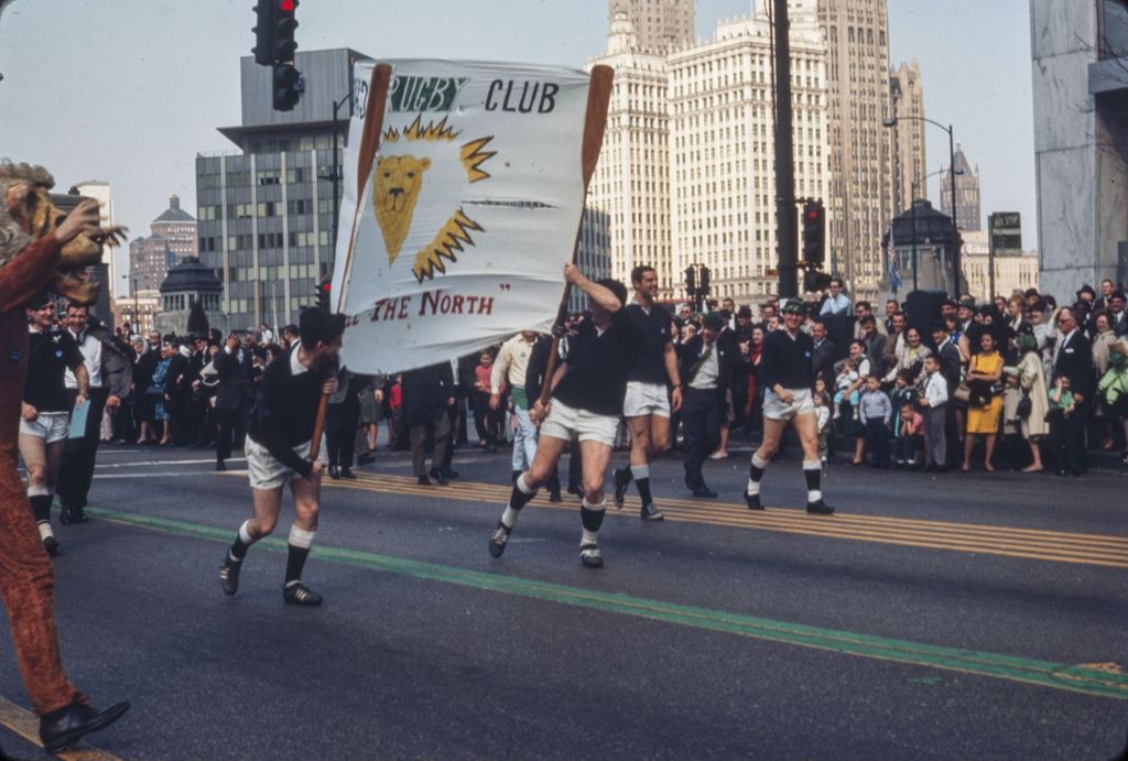 Miniature of St. Patrick's Day Parade in Chicago, 1966, Chicago Rugby Club marchers