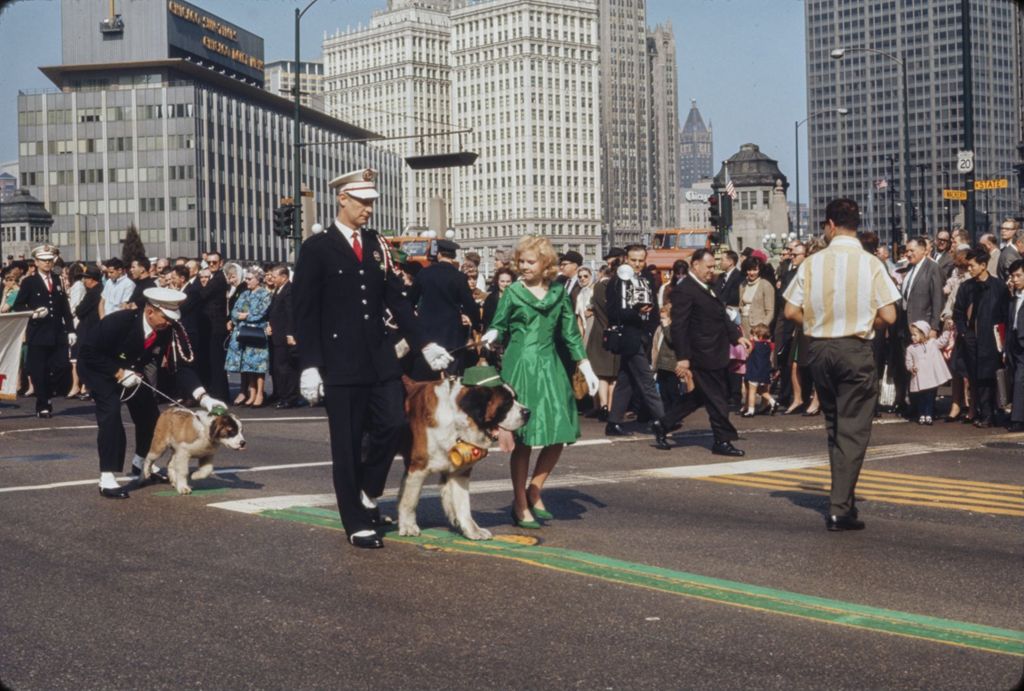 Miniature of St. Patrick's Day Parade in Chicago, 1966, Chicago Fire Department marchers