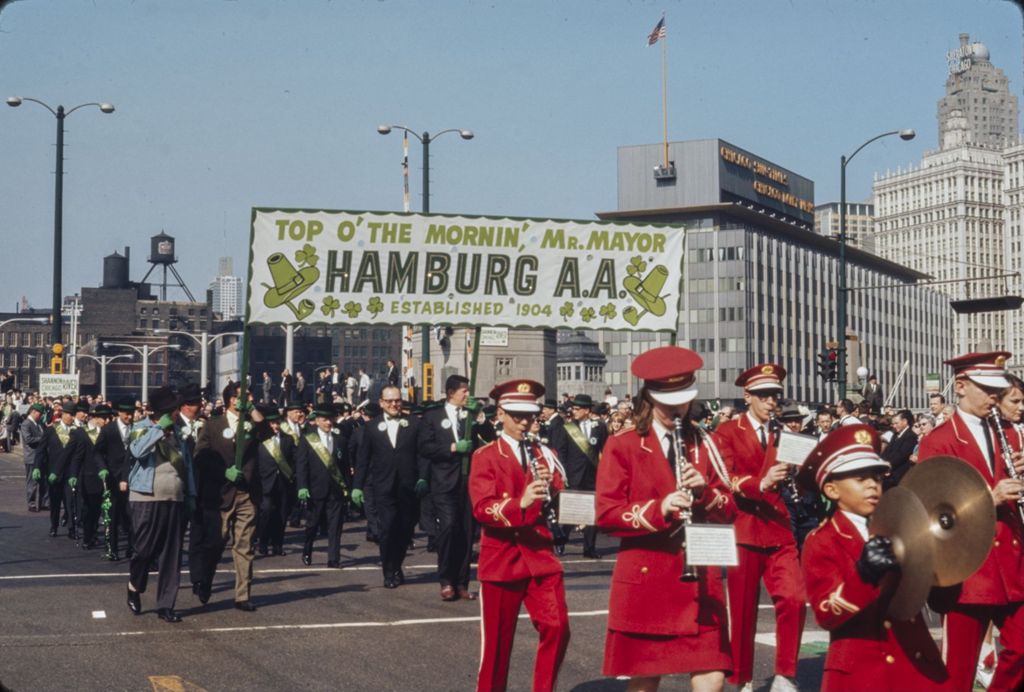 Miniature of St. Patrick's Day Parade in Chicago, 1966, Hamburg Athletic Association marching