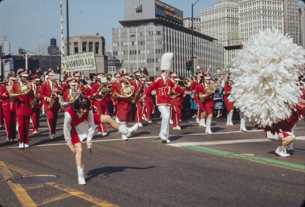 St. Patrick's Day Parade in Chicago, 1966, Harper High School marching band