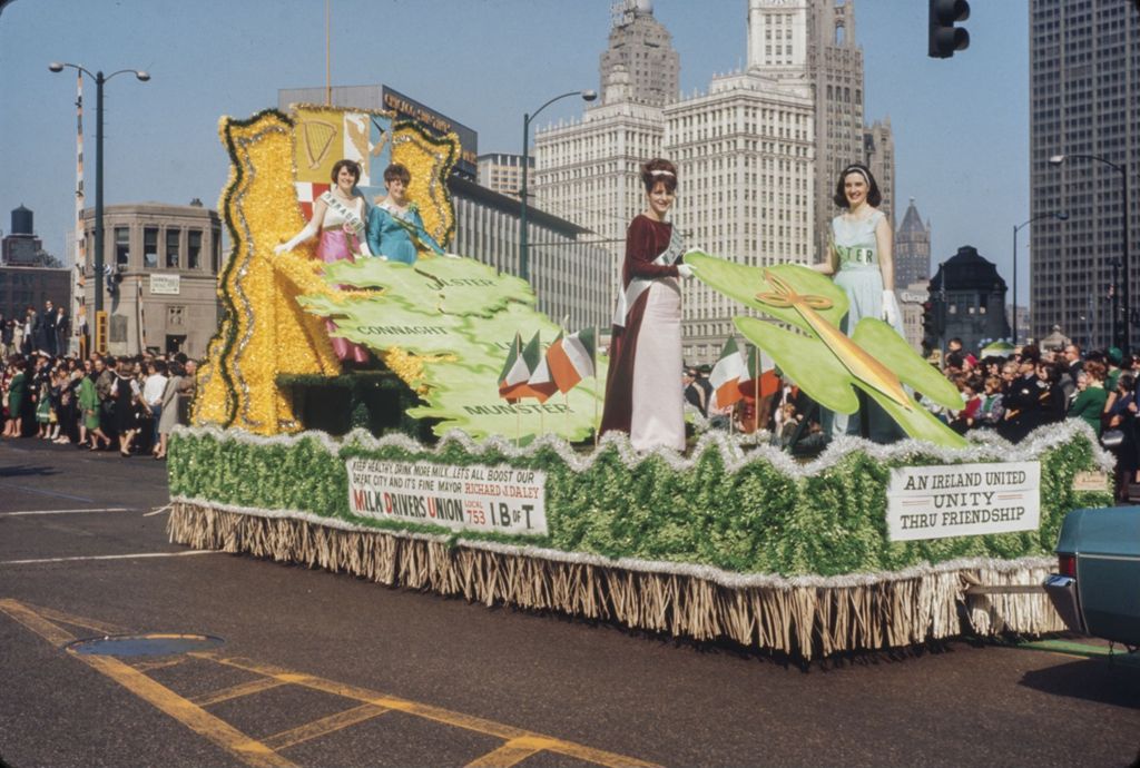 St. Patrick's Day Parade in Chicago, 1966, "Ireland Unity "float
