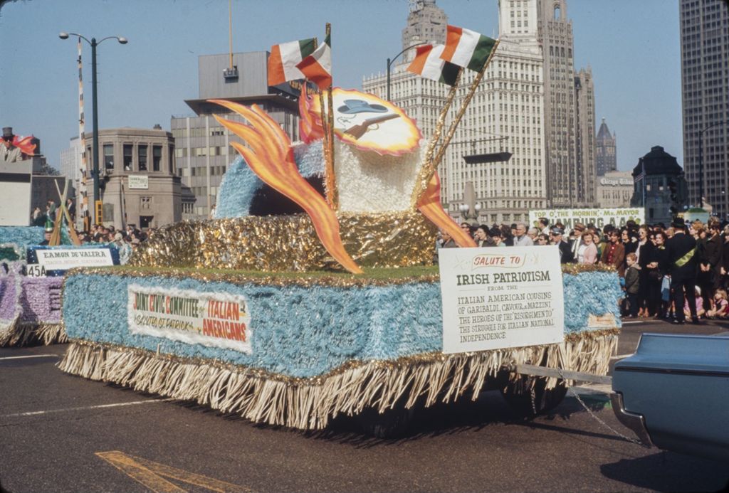 St. Patrick's Day Parade in Chicago, 1966, "Salute to Irish Patriotism" float