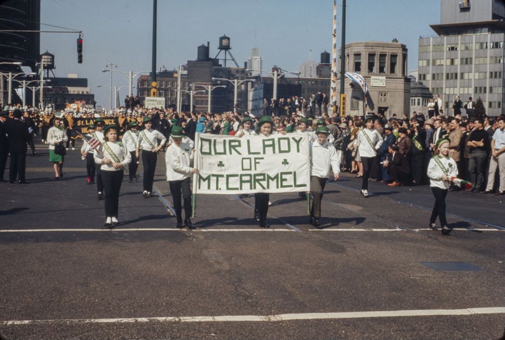 Miniature of St. Patrick's Day Parade in Chicago, 1966, Our Lady of Mt. Carmel marchers
