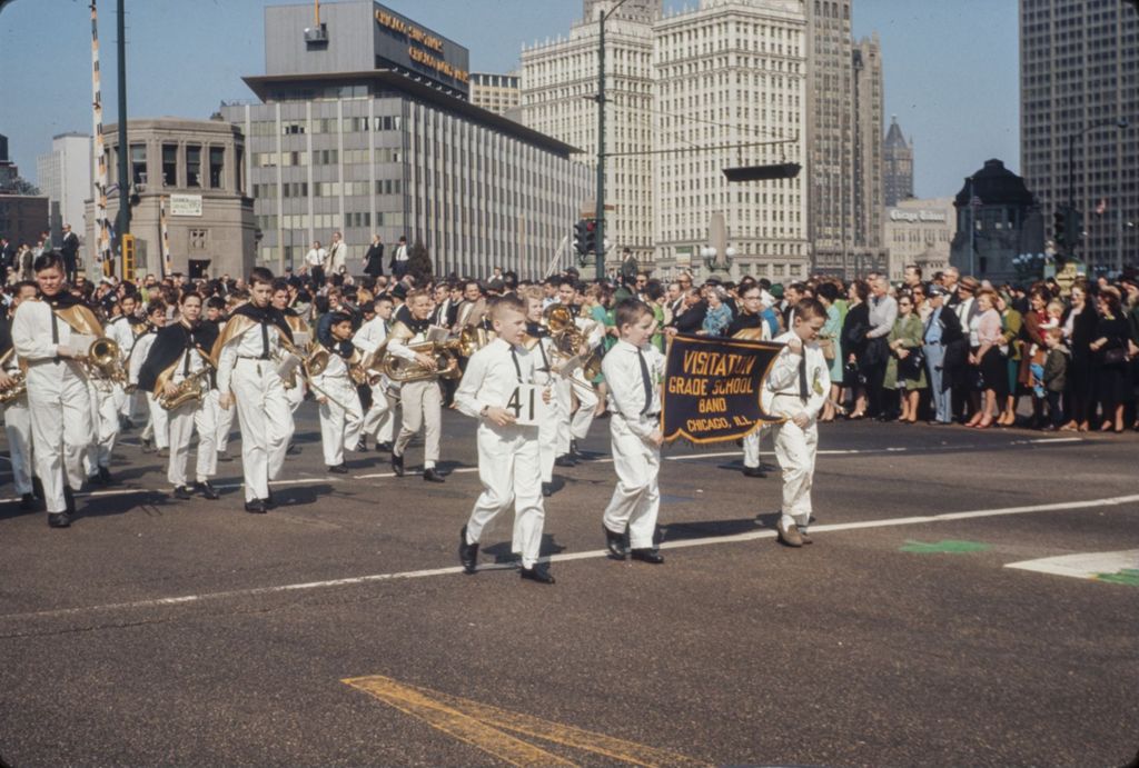 Miniature of St. Patrick's Day Parade in Chicago, 1966, Visitation Grade School Marching Band