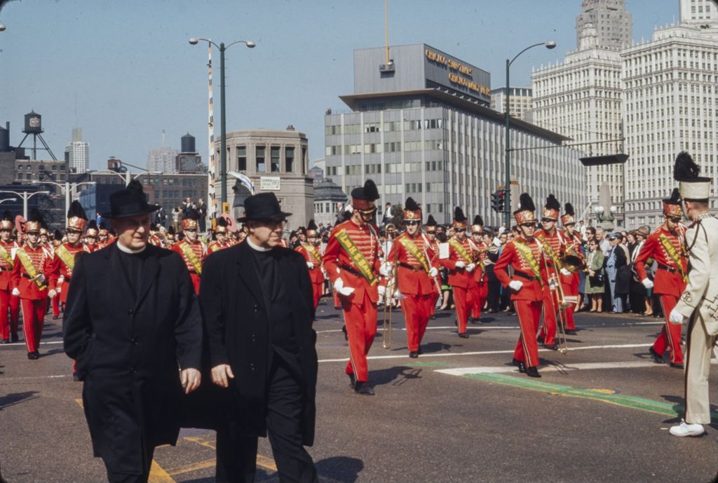 Miniature of St. Patrick's Day Parade in Chicago, 1966, Leo High School marching band