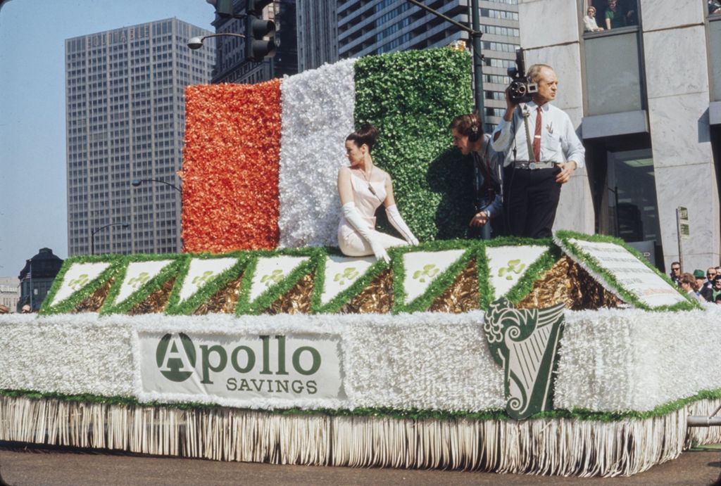 Miniature of St. Patrick's Day Parade in Chicago, 1966, Apollo Savings float