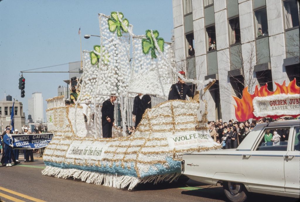 Miniature of St. Patrick's Day Parade in Chicago, 1966, sailing ship float