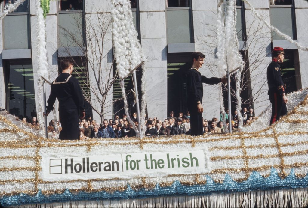 St. Patrick's Day Parade in Chicago, 1966, sailing ship float