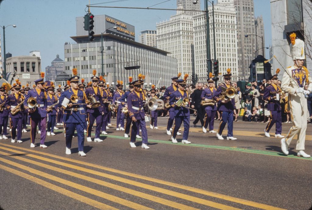 Miniature of St. Patrick's Day Parade in Chicago, 1966, marching band