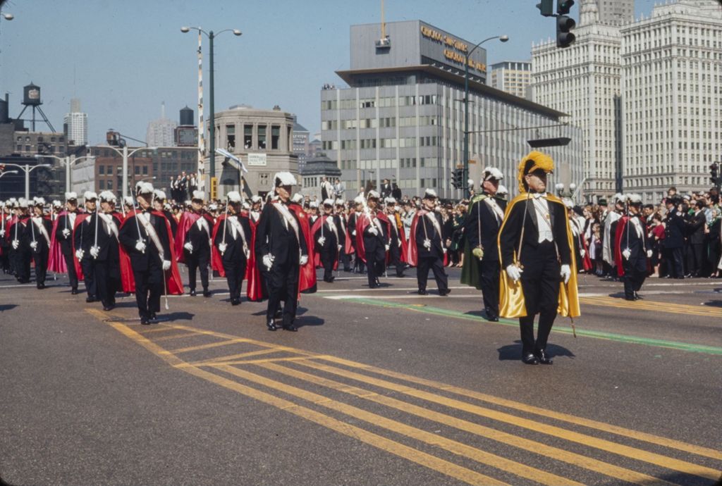 St. Patrick's Day Parade in Chicago, 1966, Knights of Columbus marching