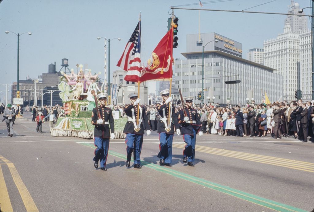 Miniature of St. Patrick's Day Parade in Chicago, 1966, Marine Corps color guard