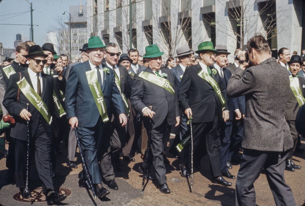 St. Patrick's Day Parade in Chicago, 1966, Richard J. Daley marching