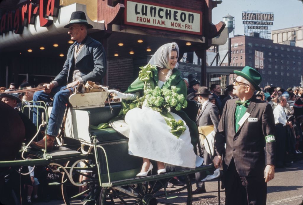 Miniature of St. Patrick's Day Parade in Chicago, 1966, St. Patrick's Day Queen on a horse-drawn buggy