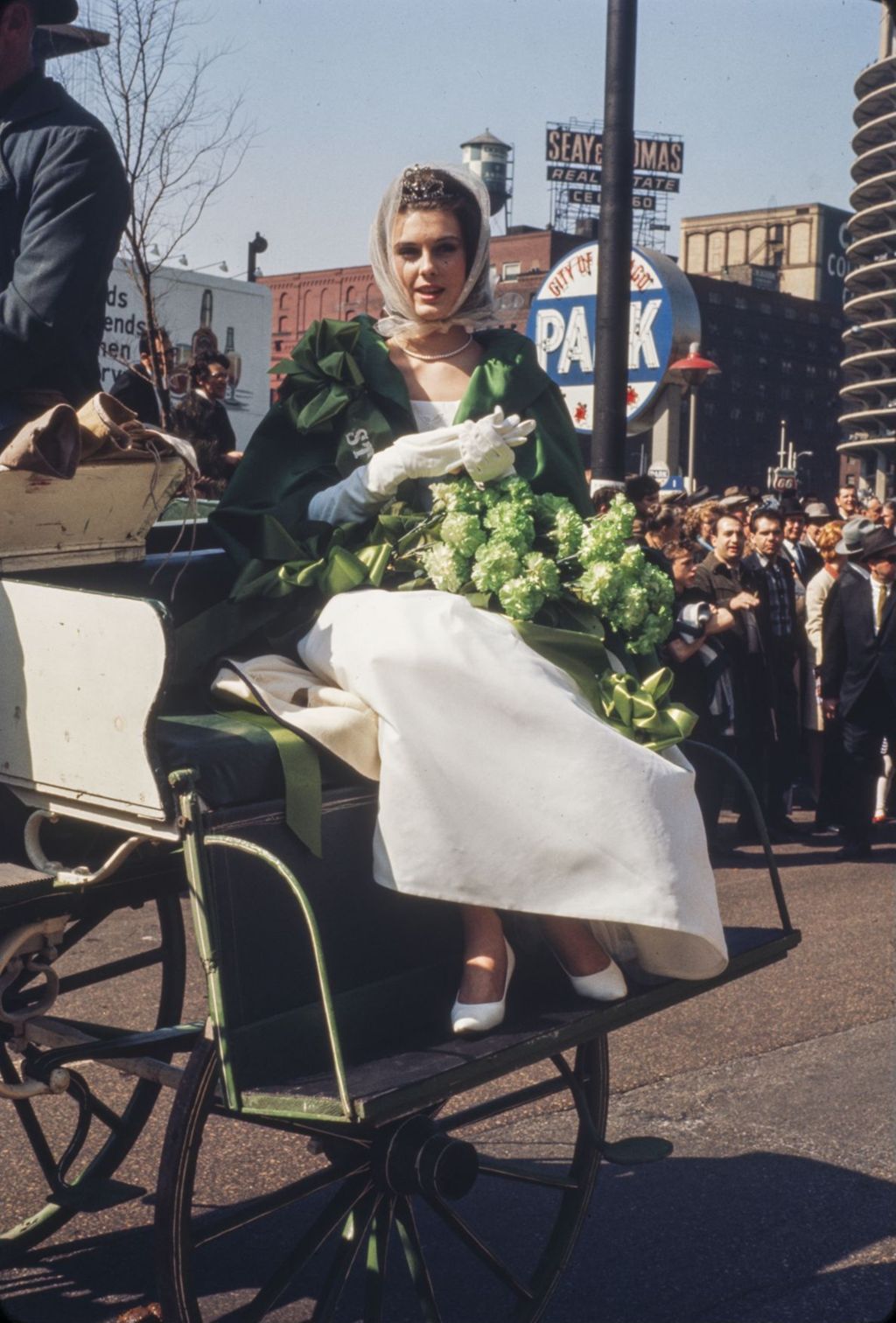 Miniature of St. Patrick's Day Parade in Chicago, 1966, St. Patrick's Day Queen on a horse-drawn buggy
