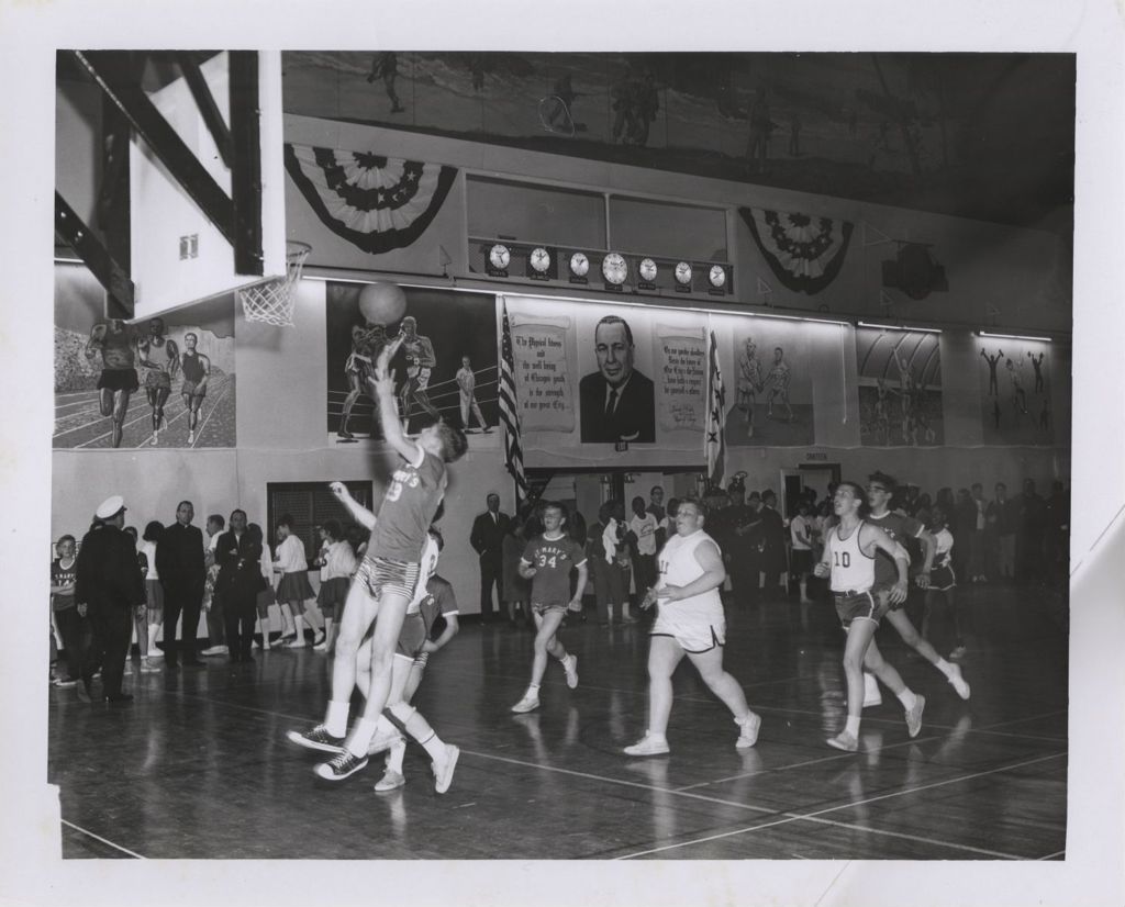 Miniature of Mayor Daley's Physical Fitness Award event, basketball game