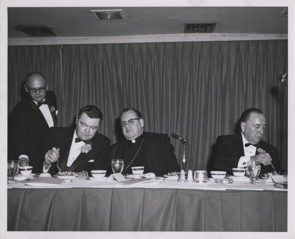 Irish Fellowship Club of Chicago 65th Annual Banquet, Richard J. Daley and others at a banquet table