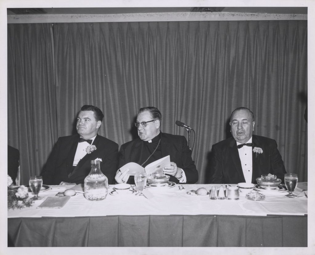 Irish Fellowship Club of Chicago 65th Annual Banquet, Richard J. Daley seated at a table