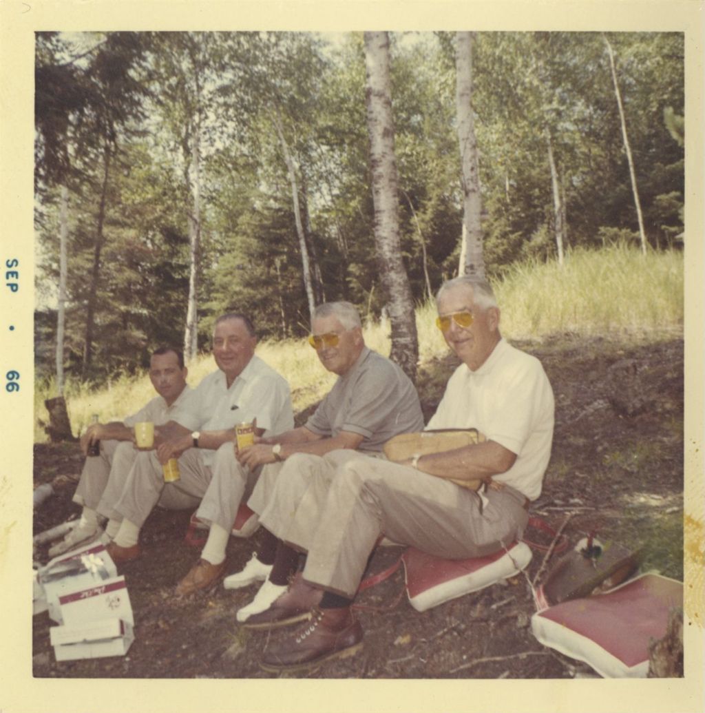 Miniature of Richard J. Daley having a snack with friends during a fishing trip