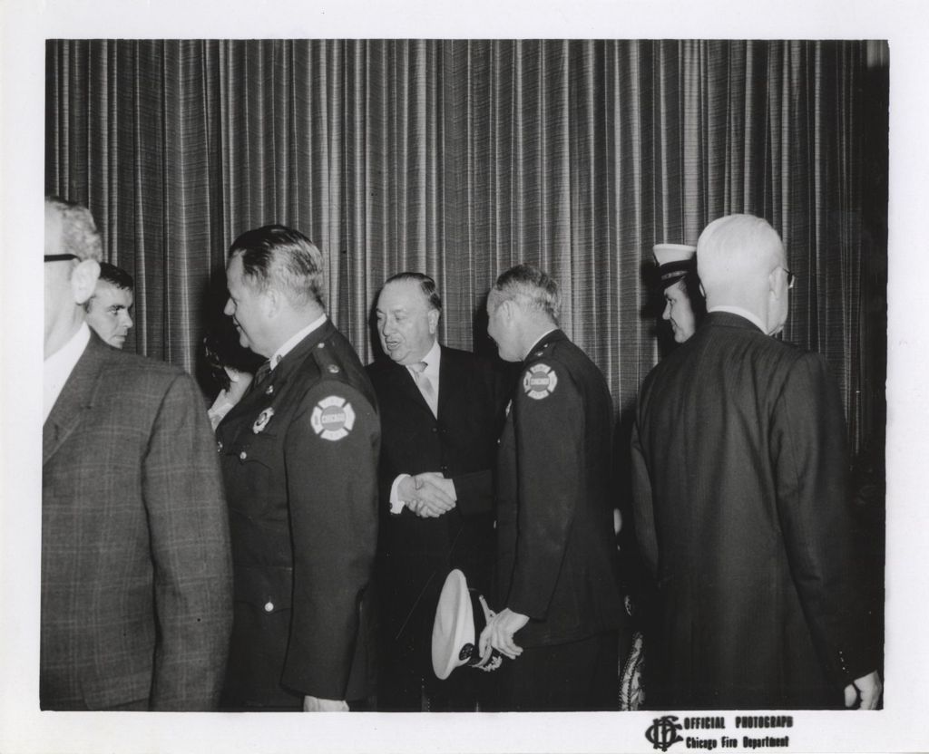 Fire Department Event, Richard J. Daley shaking hands
