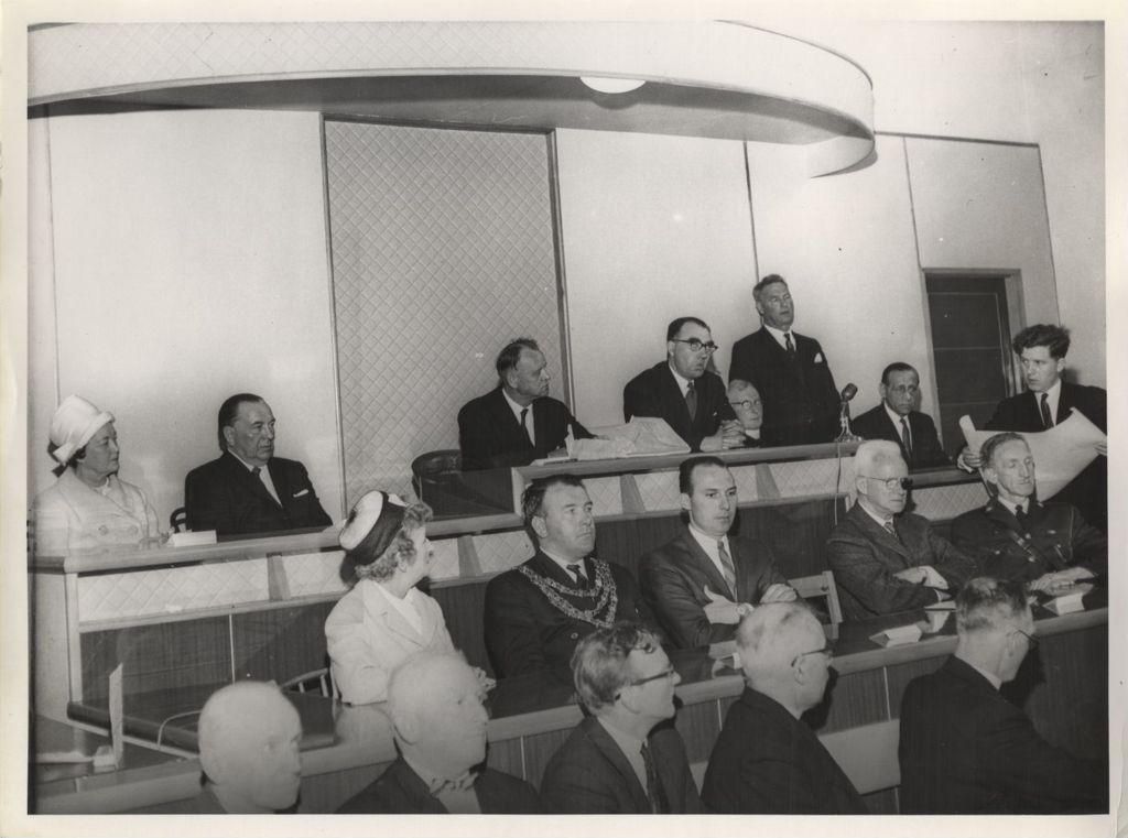 Trip to Ireland, Eleanor and Richard J. Daley at Waterford County Council meeting